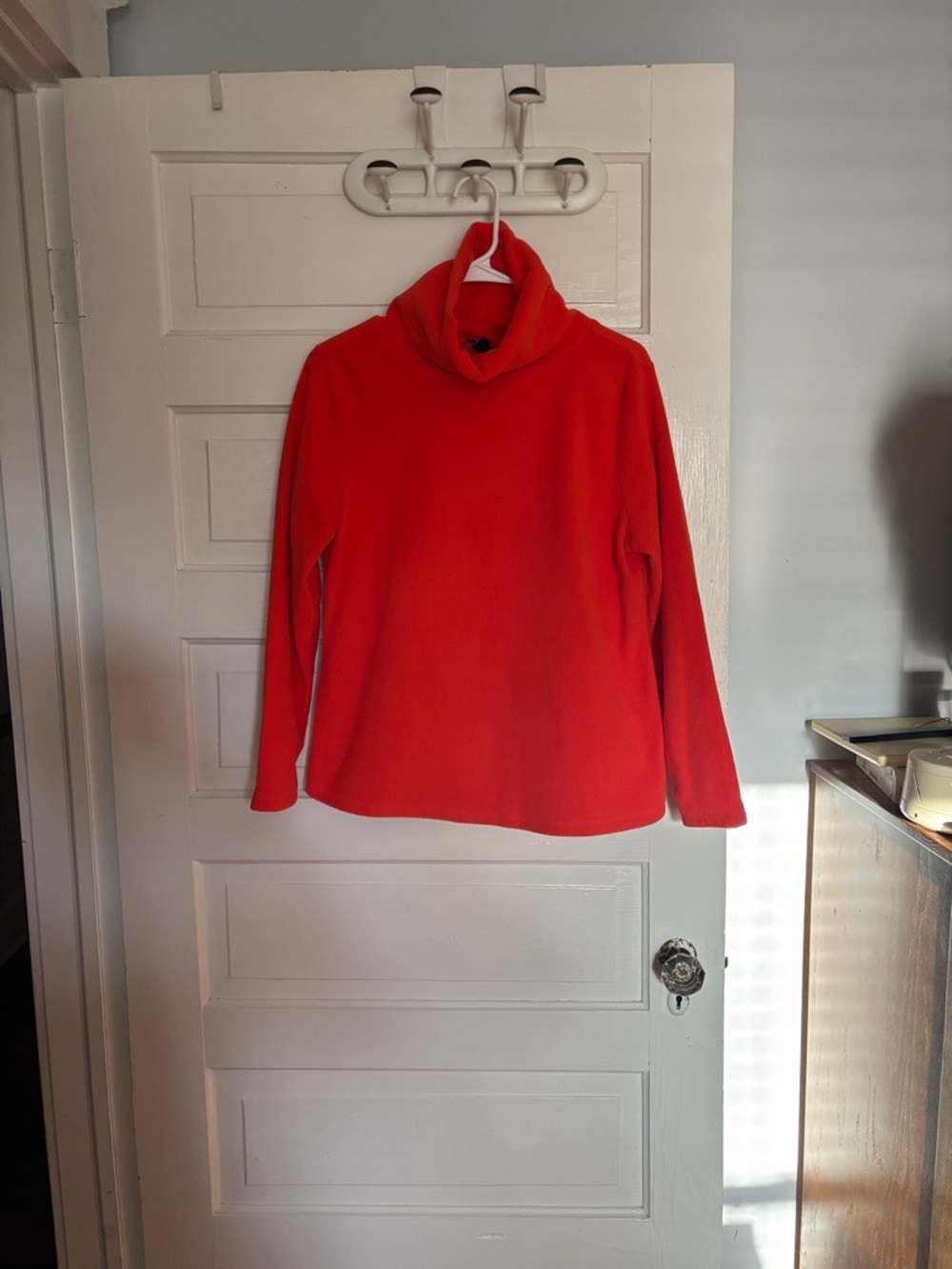 Women's Orange Turtleneck Fleece Sweatshirt